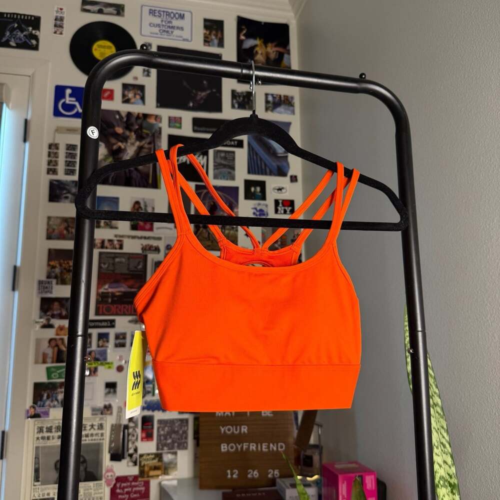 All in Motion Light Support Strappy Racerback Sports Bra Orange Size S